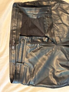 Zara Black Faux Leather Boot-Cut Pants